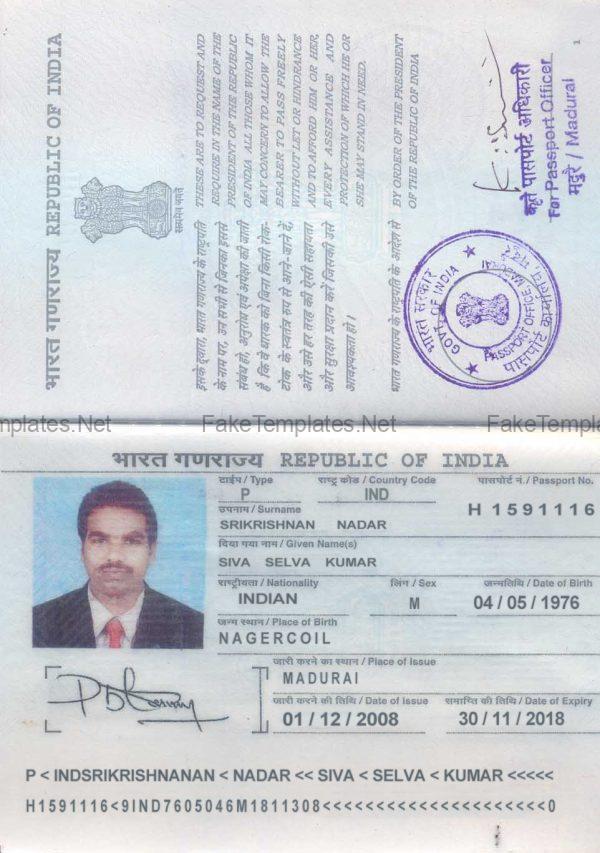 Indian Passport Template