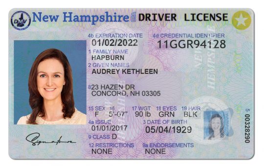 New Hampshire Driver License Template PSD