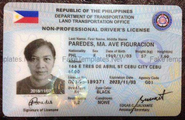 Philippines Driver License Template