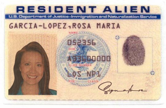 Resident Alien Card Template PSD Front
