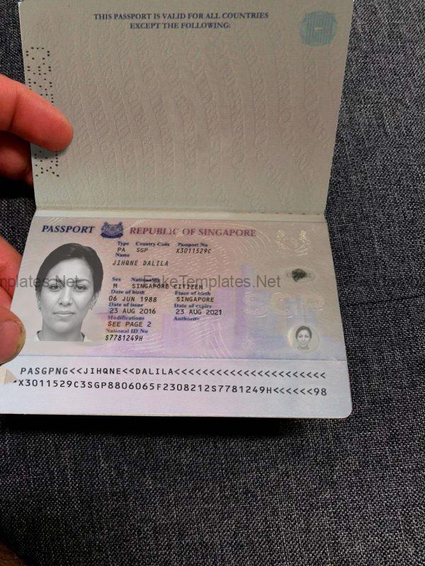 Singapore Passport Template
